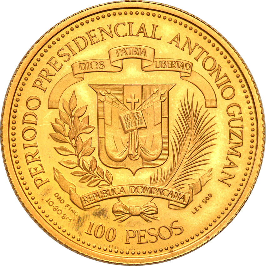 Dominikana. 100 pesos 1979 Wizyta papieża Jana Pawła II